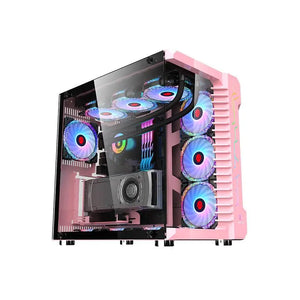 WJCOOLMAN Robin Gaming Computer case Support ATX. Tempered Glass Side Panel, ATX Tower, PC Case Pink Color