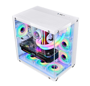 WJCOOLMAN Robin Gaming Computer case Support ATX. Tempered Glass Side Panel, ATX Tower, PC Case with 6 x Preinstalled ARGB Fans