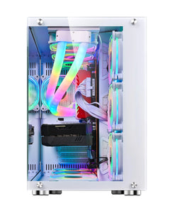 WJCOOLMAN Robin Gaming Computer case Support ATX. Tempered Glass Side Panel, ATX Tower, PC Case with 6 x Preinstalled ARGB Fans