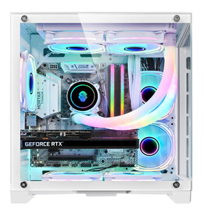 WJCOOLMAN GYZ MINI Gaming Computer case with ARGB Fan X 5 - Support M-ATX, Mini-ITX Mid Case. Tempered Glass Side & Front , MATX Mid Tower, PC Case